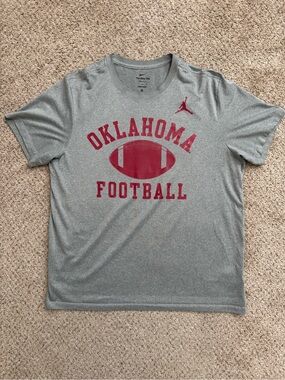 OU Football Team Issued Player Exclusive Nike Jordan Gray and Crimson T-Shirt